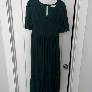 bohme Forest Green V-Neck Maxi Dress